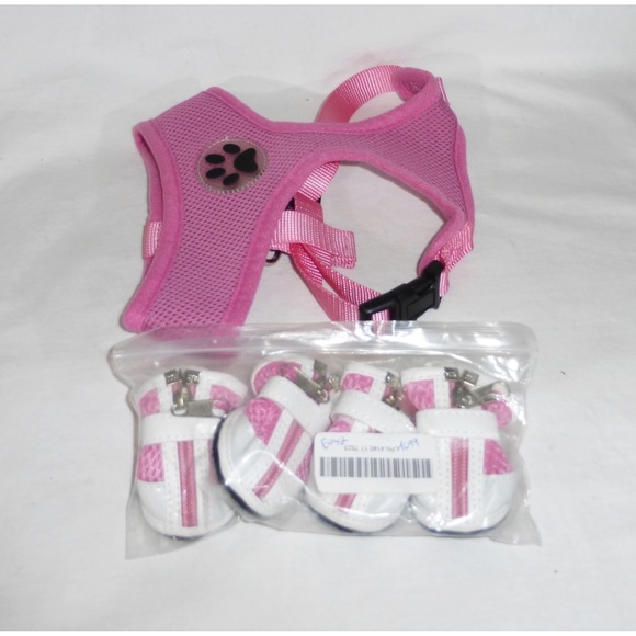 The Unbranded Brand Other - Small dog harness soft mesh M set of 4 pink and white size 2 shoe